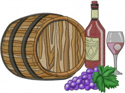 Wine Barrel and Bottles Embroidery Design | AnnTheGran