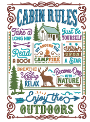 Cabin Rules Embroidery Design | AnnTheGran.com