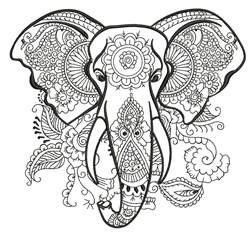 Elephant Mandala Outline Embroidery Design | AnnTheGran.com