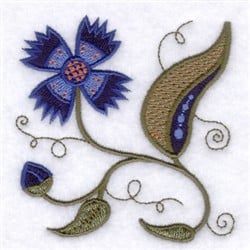 Jacobean Blue Flower Embroidery Design | AnnTheGran