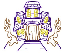 Haunted House Embroidery Design | AnnTheGran.com