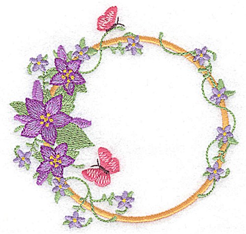 Flowers & Butterflies Circle Embroidery Design | AnnTheGran