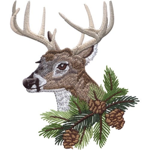 Pine Bough Buck Embroidery Design | AnnTheGran