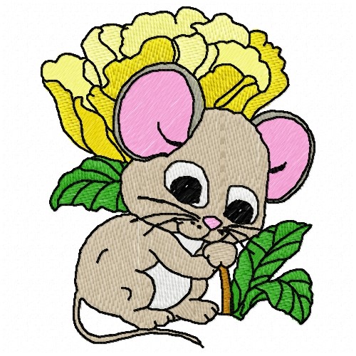 Flower Mouse Embroidery Design | AnnTheGran