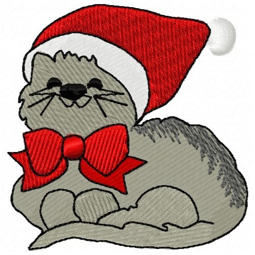 Christmas Cat Embroidery Design | AnnTheGran