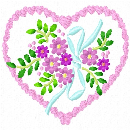 Heart Flowers Embroidery Design Annthegran 0003