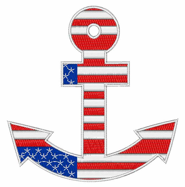 American Flag Anchor Embroidery Design | AnnTheGran