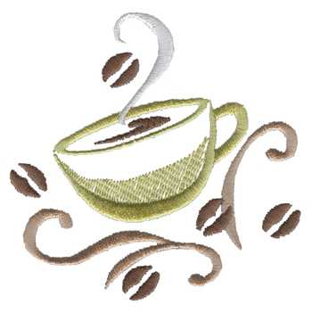 Coffee Cup Accent Embroidery Design | AnnTheGran