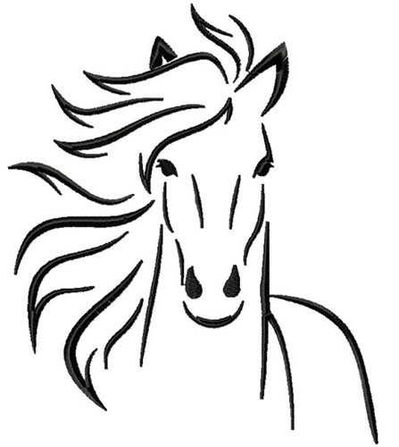 Horse Head outline Embroidery Design | AnnTheGran