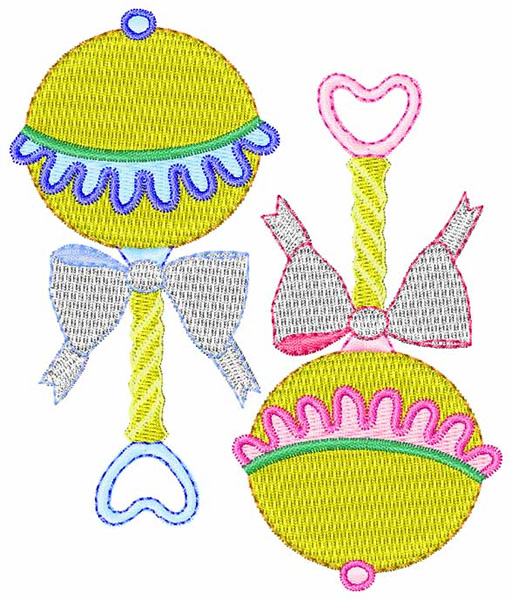 Baby Rattles Embroidery Design AnnTheGran