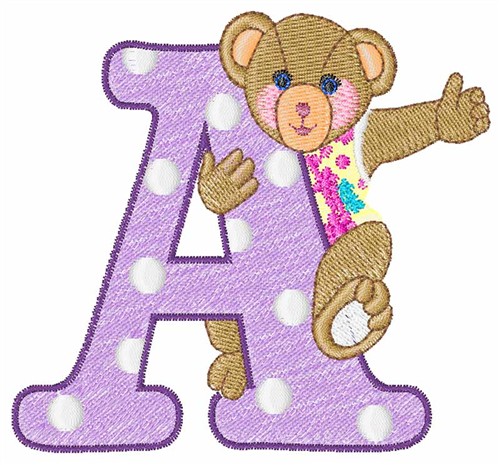 Teddy Alphabet A Embroidery Design 