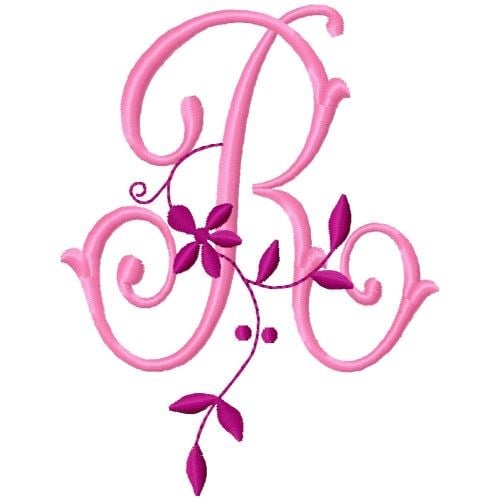 Floral Monogram R Embroidery Design | AnnTheGran