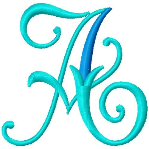 Blue Monogram Font A Embroidery Design | AnnTheGran