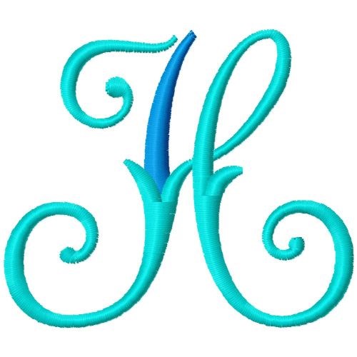 Blue Monogram Font H Embroidery Design | AnnTheGran
