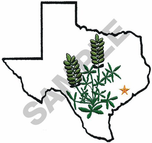 TEXAS STATE OUTLINE W/FLOWER Embroidery Design | AnnTheGran