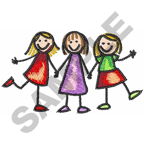 STICK CHILDREN Embroidery Design | AnnTheGran