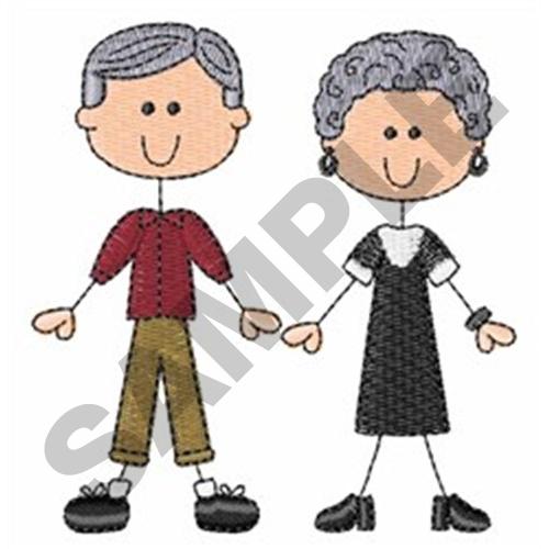 Grandpa And Grandma Stick Figure Embroidery Design Annthegran