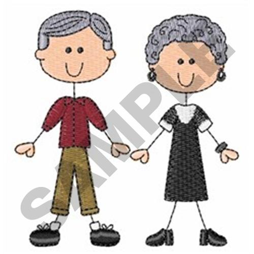 GRANDPA and Grandma STICK FIGURE Embroidery Design AnnTheGran