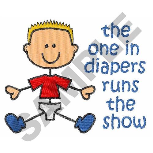 ONE IN DIAPERS RUNS SHOW Embroidery Design AnnTheGran