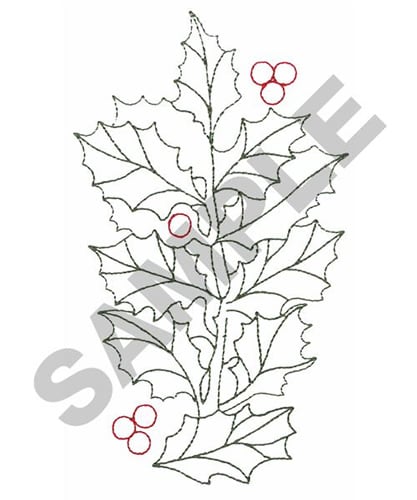 HOLLY OUTLINE Embroidery Design | AnnTheGran