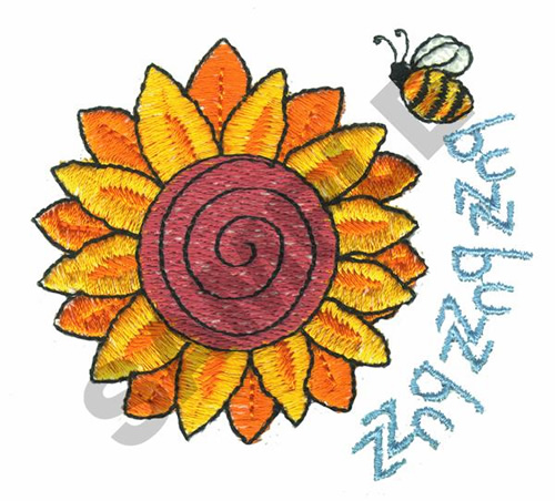 SUNFLOWER WITH A BUZZING BEE Embroidery Design | AnnTheGran