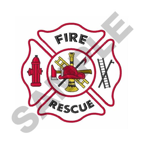 Maltese Cross Fire Rescue Embroidery Design 