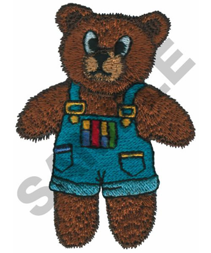 teddy bear in overalls