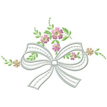 Bow And Flowers Embroidery Design | AnnTheGran