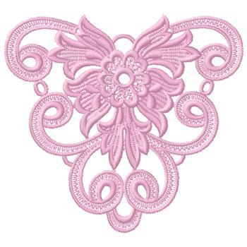 Pink Lace Floral Scroll Embroidery Design | AnnTheGran