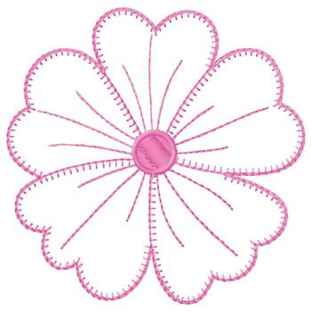 Large Pink Flower Outline Embroidery Design Annthegran
