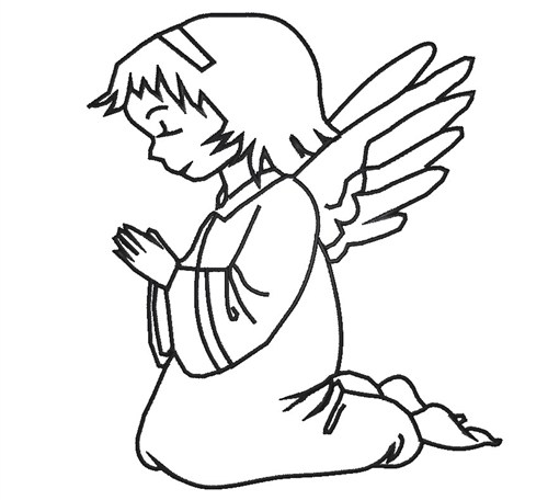 Outlines Embroidery Design: Angel Praying from King Graphics