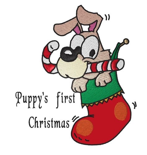 Puppys First Christmas Embroidery Design | AnnTheGran