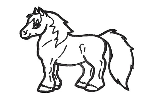 Pony clipart outline - Pencil and in color pony clipart outline