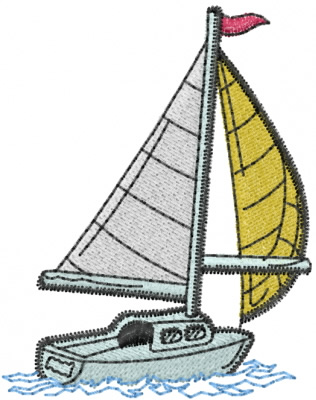 sailboat single digitized embroidery design