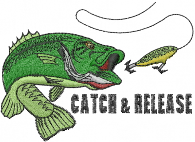 Bass Fish And Lure Embroidery Design | AnnTheGran