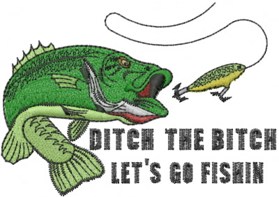 Bass Fish And Lure Embroidery Design | AnnTheGran