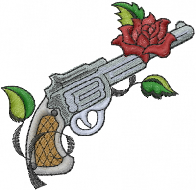 Gun With Rose Embroidery Design | AnnTheGran