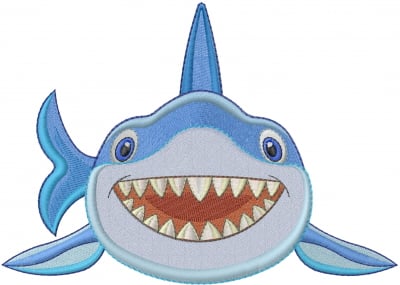 Cute Shark Embroidery Design | AnnTheGran