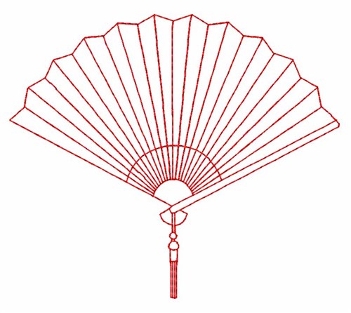 Hand Fan Outline Embroidery Design | AnnTheGran