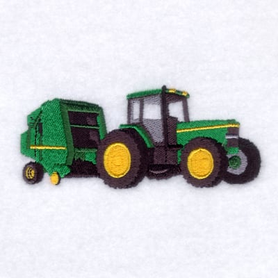 Tractor & Round Baler Embroidery Design | AnnTheGran