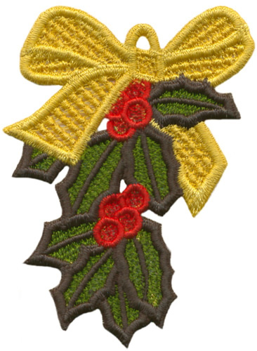 Holly Sprig Ornament Embroidery Design | AnnTheGran