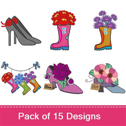 Floral Shoes Embroidery design pack by Ann The Gran, Embroidery Packs on