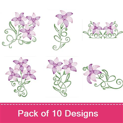 Purple Lily Embroidery Design