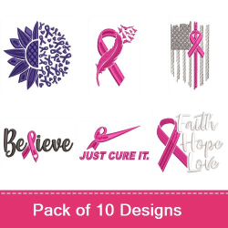 Pink Ribbon Cancer Awareness Embroidery Designs | AnnTheGran.com