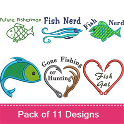 Who's Ready To Go Fishing? Embroidery design pack by Windmill