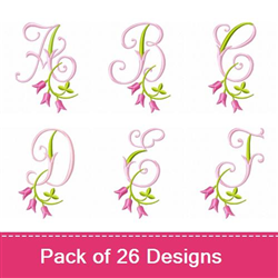 Monogram Pink Bloom N Embroidery Design