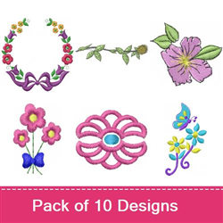 Simple pink flower free embroidery design - Free embroidery