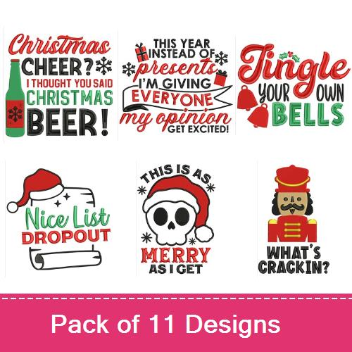 Funny Christmas Sayings Embroidery Designs 