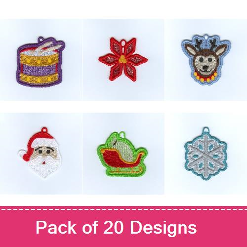Lace Christmas Charms Embroidery Designs