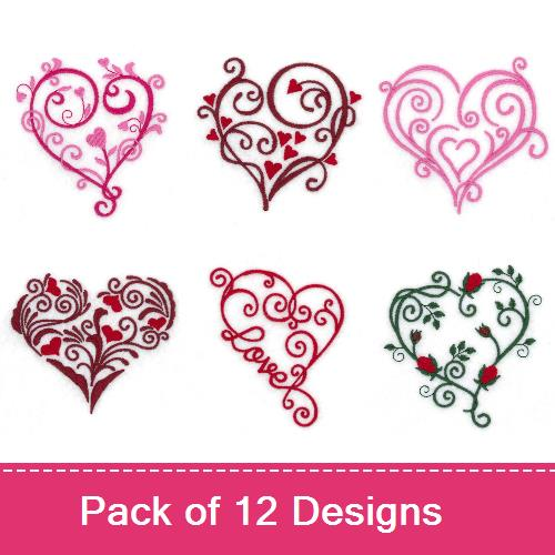 Heart Wreath Machine Embroidery Design 